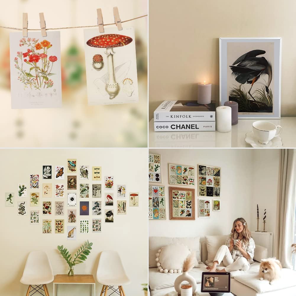 70 Set Vintage Wall Collage Kit Aesthetic Pictures, Rustic decorative