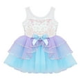 thumbnail image 3 of Fldy Girls Gymnastics Tutu Dress Sequin Shiny Ballet Leotard Ballet Dance Dress Party Fancy Dress Light Blue 14, 3 of 7