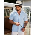 thumbnail image 2 of Coshow Men's Short Sleeve Shirts Button Down Casual Shirt Fashion Textured Summer Beach Top, 2 of 4