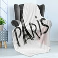 thumbnail image 4 of Eiffel Tower Soft Flannel Fleece Throw Blanket, Paris Writing and a Pastel Tone Heart Drawn by Hand, Cozy Plush for Indoor and Outdoor Use, 50" x 60", Charcoal Grey Pale Rose, by Ambesonne, 4 of 5