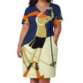 thumbnail image 2 of Póster vintage de deporte de esquí francés suizo, vestido holgado con bolsillos, ropa femenina, vestido de noche de lujo para mujer., 2 of 6