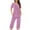 Purple2, variant on Jalioing Short Sleeve Pajama Set for Women 2 Piece Pleated Crew Neck Top and Capris Set Comfy Lounge Set with Pocket