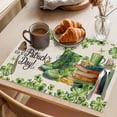 thumbnail image 3 of St. Patrick's Day Placemats Set of 12 Lucky Shamrocks Boots Green Leaves Retro Place Mats Indoor Wipeable Table Mats Washable Dining Table Placemats for Kitchen Holiday Party Home Decor 13x19 Inch, 3 of 9