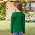 thumbnail image 4 of CCRFTGI Girls Long Sleeve Shirts Size 10-12 Crewneck Ruched Side Soft Slim Fit Layering Tops Classic Ribbed Knit Cotton Teen Girls Tops Clothes Casual Basic Tees for Kids Green 11-12Y, 4 of 4