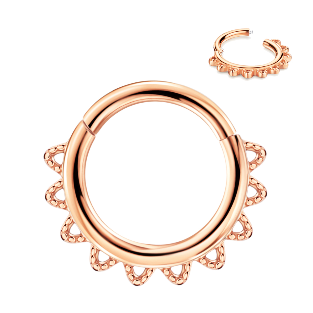 16g Septum Jewelry 16 gauge Septum Rings for Women Rose Gold Plated Surgical Steel Septum Hoop 8mm Spike Daith Piercing Jewelry