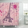 thumbnail image 1 of XDDJA Rose Paris Vintage Eiffel Tour Fleurs Plumes et Texte Rideau de Douche 66x72 Pouces, 1 of 1