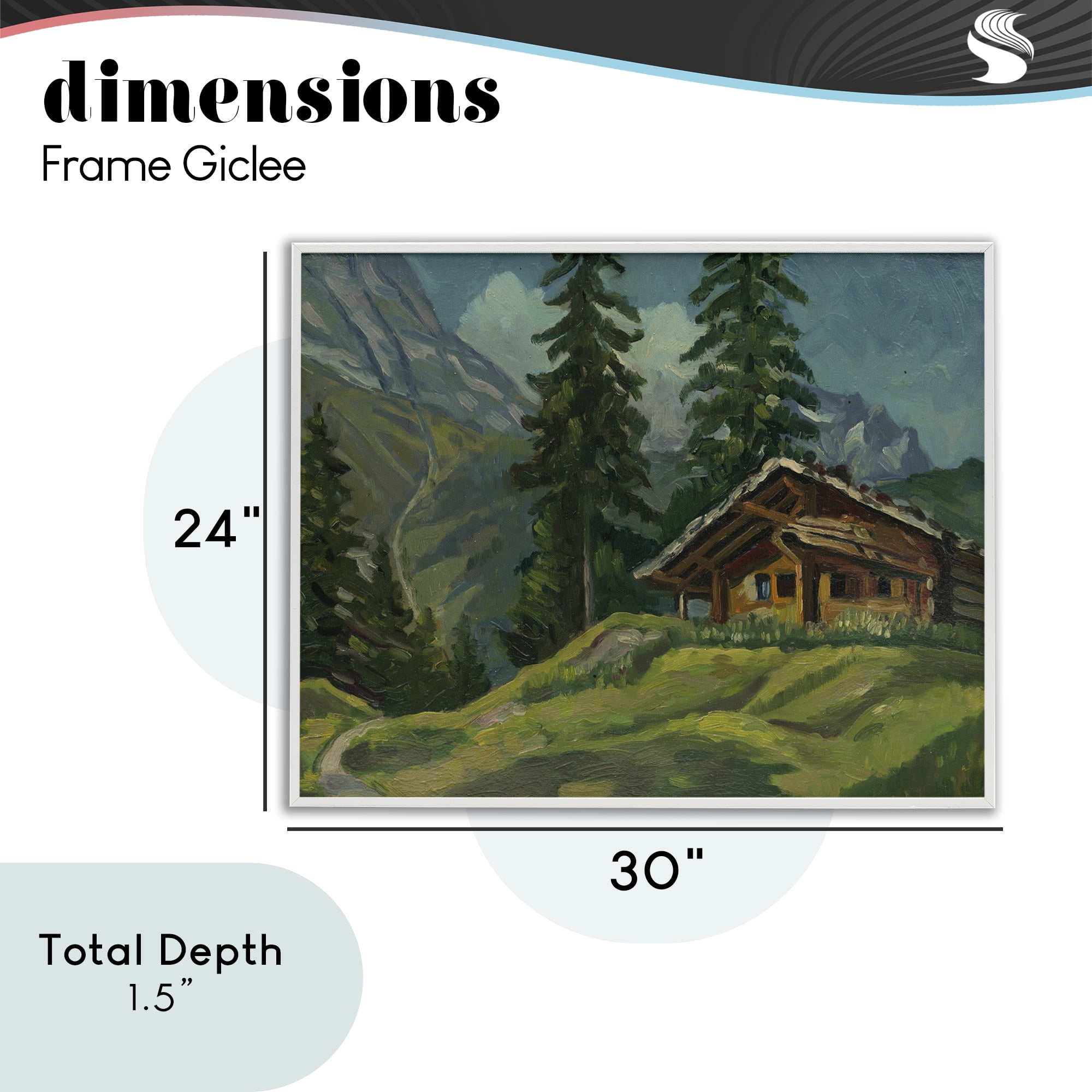 Cabin At Base Of Mountain White Framed Giclee Art, design by Lettered and Lined