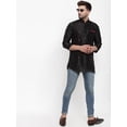 thumbnail image 5 of eloria Men's Indian Traditional Black Solid Straight Kurta, 5 of 7