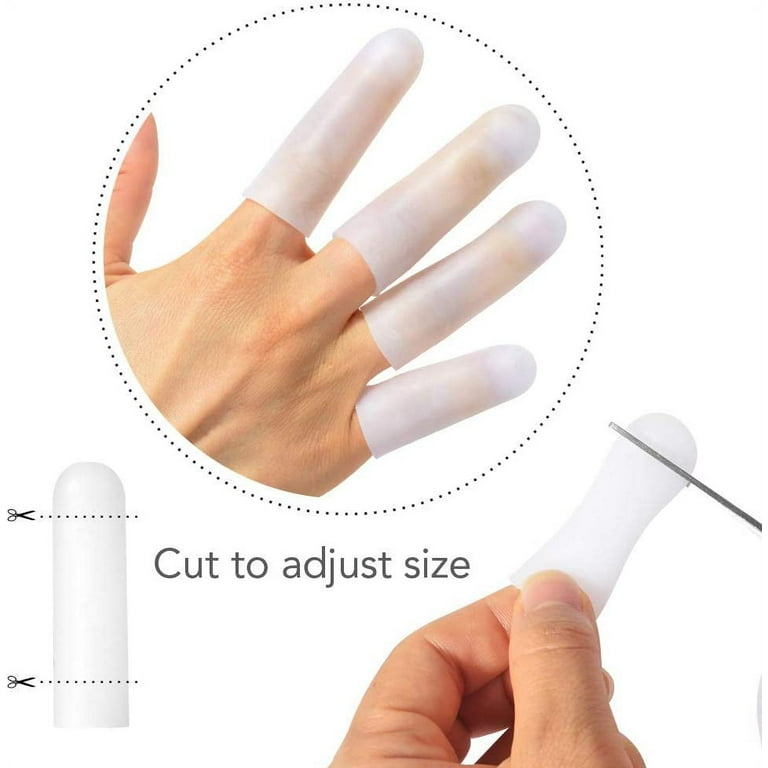 Torubia Silicone Finger Protectors 20 Pack, Gel Finger Cots &  Protector,Relief from Pain of Finger Tips Cracked, Arthritis（White） 