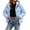 Light Blue, variant on Cmtiyu Plus Size Winter Coats for Women Oversized Long Sleeve Hooded Beige Puffer Jacket Casual Warm Drawstring Zipper Winter Coats with Pockets M-4XL