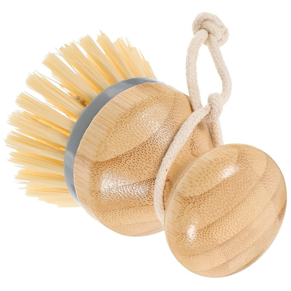 FUEENIRVA Dish Washing Scrubbers Kitchen Scrub Brush Grey Bamboo 1Pack
