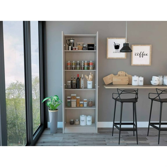 TUHOME Hobart Pantry  Engineered Wood Pantries in  Black