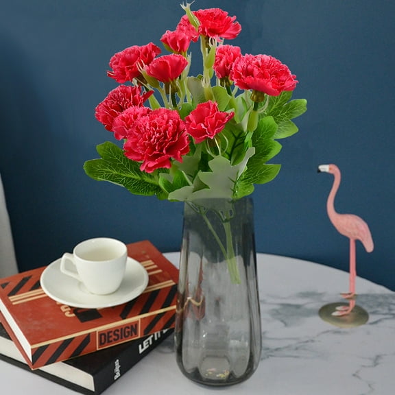 Mother's Day Gifts! Djunllk 10 Carnations Artificial Flowers - Reusable Spring Plastic Lifelike Fake Flowers Water Proof, No Fade Faux Flowers Wedding Decorations for Home Porch Patio