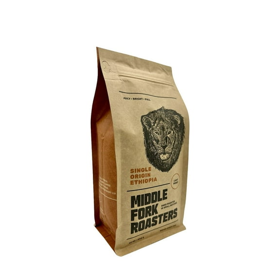 Single Origin Ethiopia - Roasted by Middle Fork Roasters - Whole Bean Coffee - 12 Ounce Bag