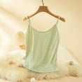 thumbnail image 4 of Tank Tops for Women Built in Bra Sleeveless Crewneck Solid Slim Straps Vest Green 2XL, 4 of 9