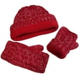 thumbnail image 2 of N'Ice Caps Women's Heather Yarn Knit Hat and Open Finger Wrist Glove Set - Adults Ladies Red, 2 of 4