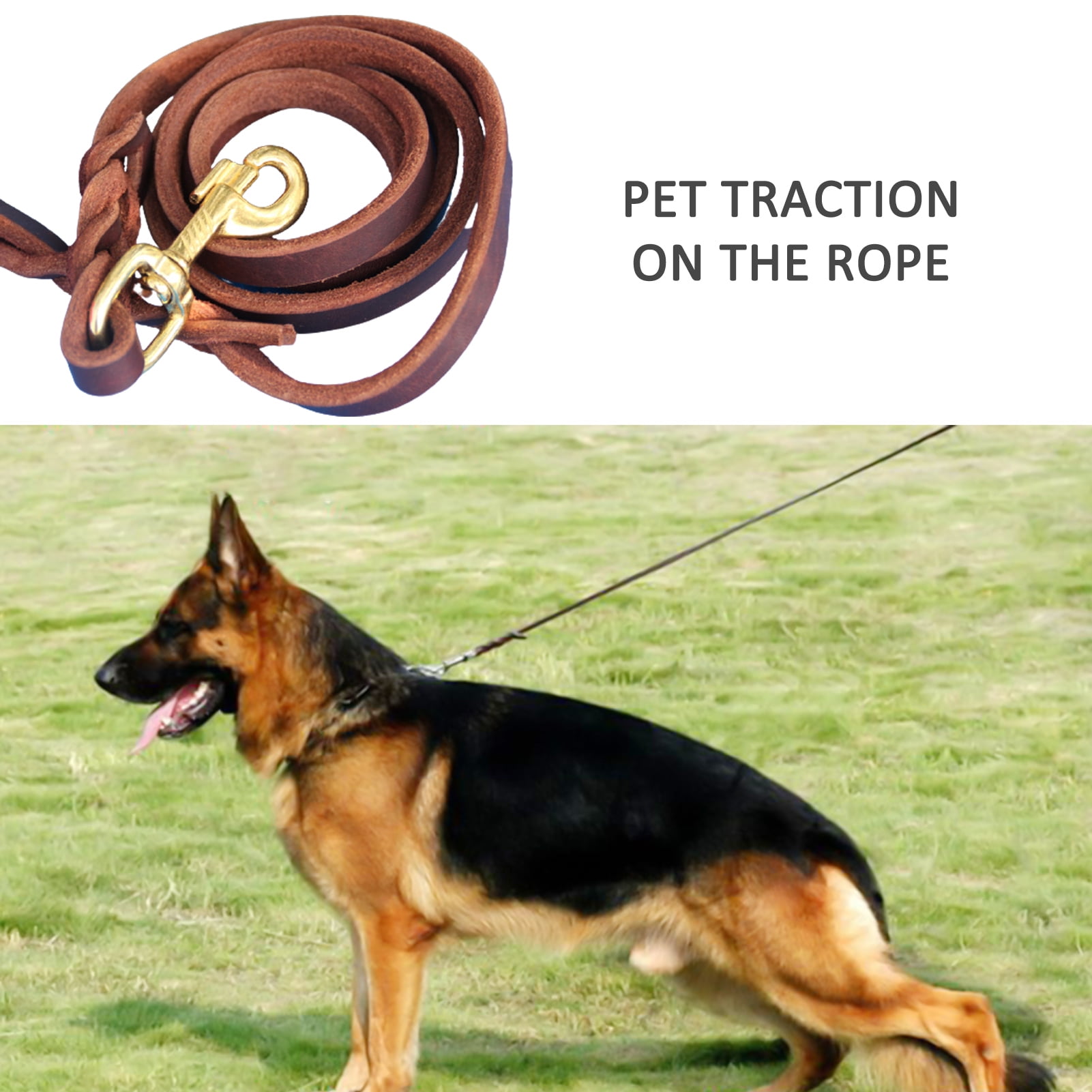 Flmtop Braided Faux Leather Dog Walking Training Leash German Shepherd Gift Pet Supply Golden Other L
