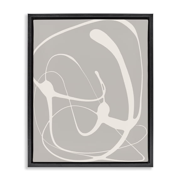 Stupell Industries Mid-Century Beige Very Abstract Figure Black Floating Frame Canvas Art, 17 x 21, by Lanie Loreth