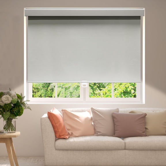 ShadeMart Free-Stop Cordless Blackout Roller Shades, Thermal-Insulated Easy Install Window Blinds for Home Office Bedroom (Grey, 23" W x 72" H)