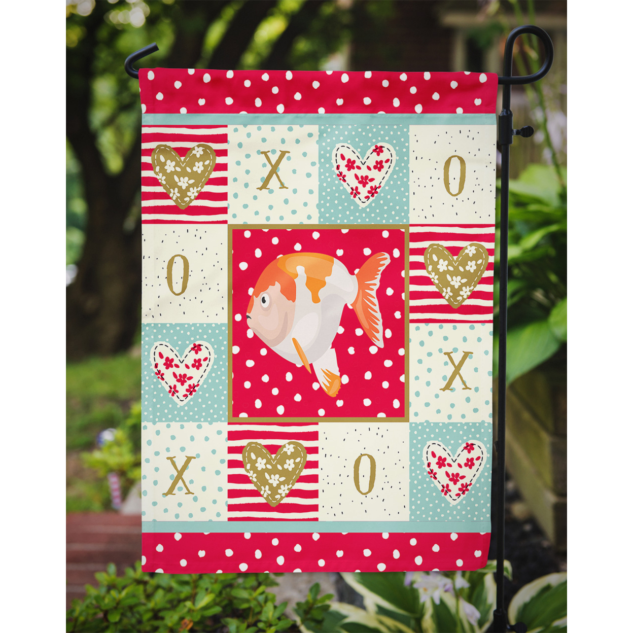 Lionhead Goldfish Love Garden Flag