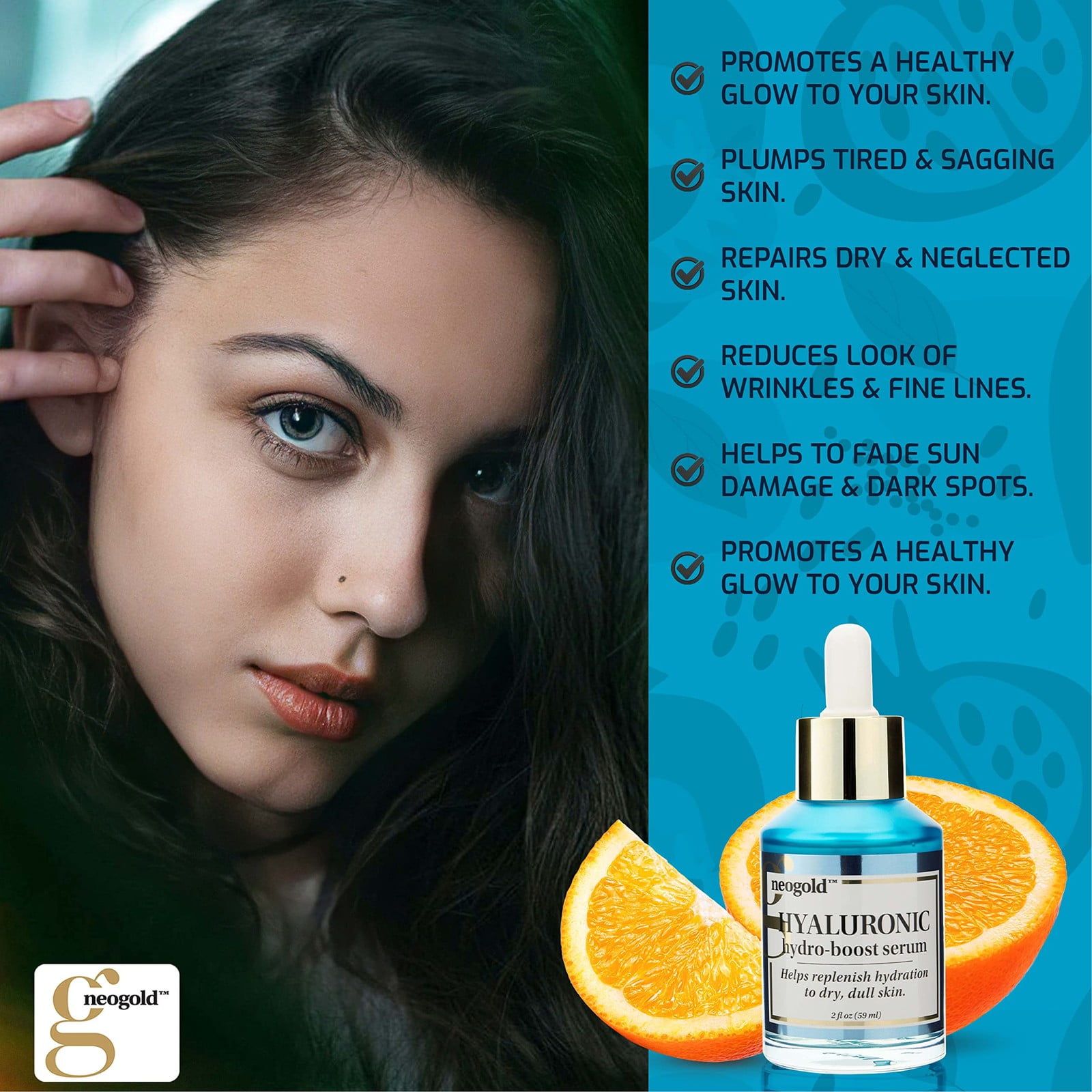 Neogold Hyaluronic Hydro Boost Serum Face Eyes Wrinkles, Age Spot-4 Pack