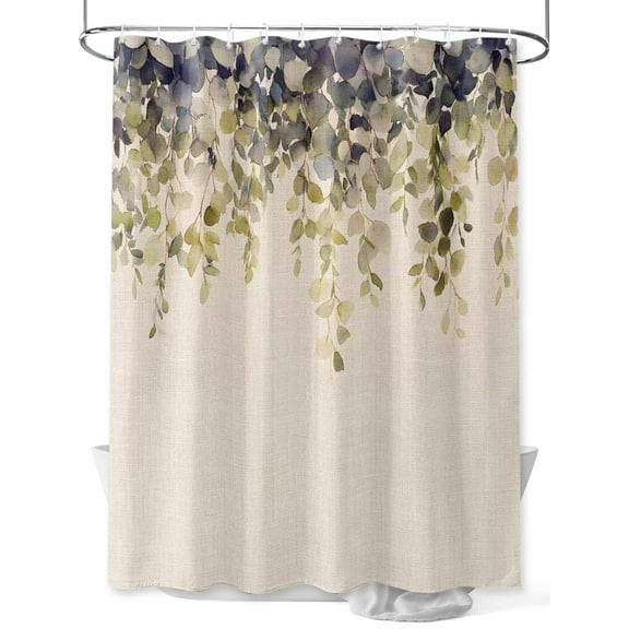 Fsddascl Vintage Leaves Shower Curtain Set - Extra Long 72" x 96" Washable Curtain with 12 Hooks, Colorful Spring Botanical Eucalyptus Vine Waterproof Fabric Stall Shower Curtains for Bathroom