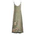 thumbnail image 5 of ClodeEU Women's Summer Printed V Neck Sleeveless Tassel Beach Spaghetti Straps Flowy Maxi Sun Dress Army Green,Womens Plus M, 5 of 5