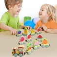 thumbnail image 4 of Wooden Magnetic Train Set - Fun and educational Building Blocks for Kids - includes animal and Fruit Pieces, 4 of 7