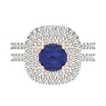 thumbnail image 2 of 1.8 ct Brilliant Round Cut Tanzanite 14k White/Rose Gold Halo Solitaire with Accents Engagement Bridal Wedding Ring Band Set size 7, 2 of 7