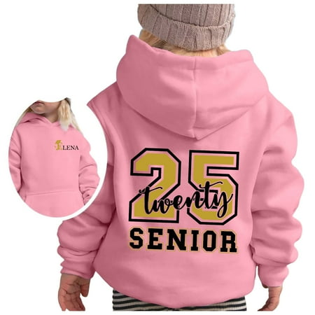 

Toddler Hoodies Girls Senior 2025 Children s Printed Round Neck Long Sleeved Sweatshirt Hooded Sweatshirt Light Pink 5-6 Years