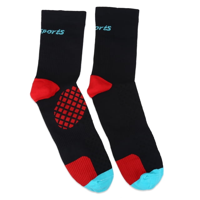 Whataatahia Calcetines deportivos unisex transpirables para ciclismo, para correr, escalar, deportes al aire libre, negro y rojo