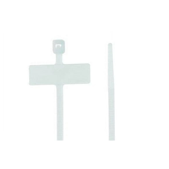 ID Tag 4", 18 lb. White Cable Ties - (pack of 100)