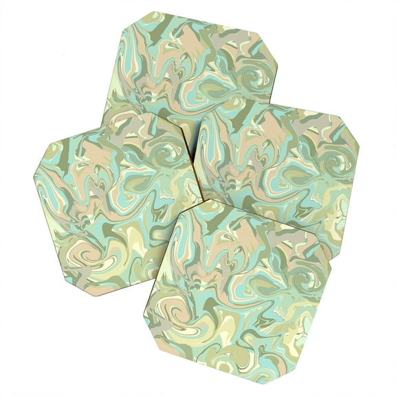 Society6 Sewzinski Spring Marbling Set of 4 Coasters