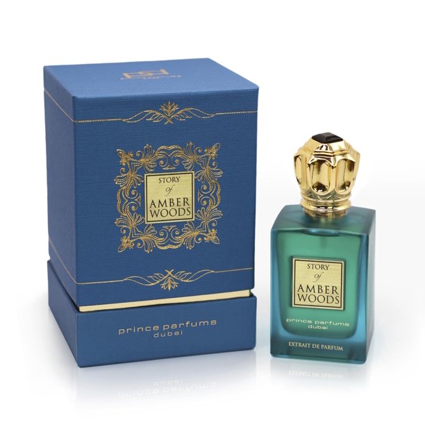 Prince Parfums Dubai - La historia de las maderas de ámbar - 3.4 onzas - Exquisito Extrait de Parfum para hombres - Rico y lujoso aroma de vetiver de cedro ámbar para el hombre moderno - Profundidad,
