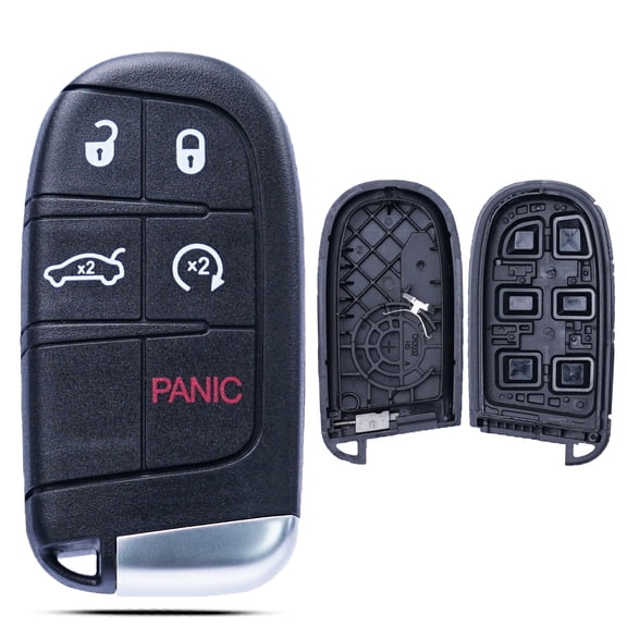 SUGUANGHUI Key Fob Shell Case Replacement Fits for Grand Cherokee/ Compass/ Dart /Durango/ Journey Keyless Entry Remote Control 5 Button Pad Cover Uncut Key