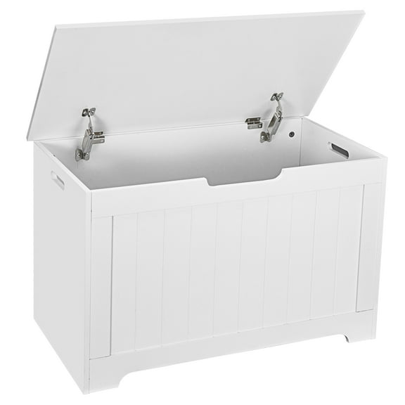 Favory Toy Box, Retro Wooden Look Storage Chest with Safety Hinge, Entryway Storage Bench Supports 397 lb, 30*15.7*19 in(LXWXH)Toy Chest Organizer, Easy Assembly (White)
