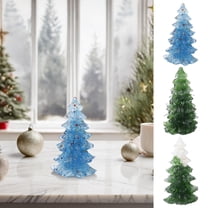 Flocked Christmas Trees, Crystal Christmas Tree Pines Ornament Resin Crafts To Table Display And Gift Mini Christmas Trees