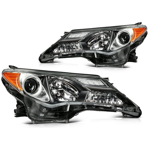 ECCPP Headlight Assembly Fit for Toyota RAV4 2013-2015 Black Housing Amber Reflector Pair Headlights 81170-OR042