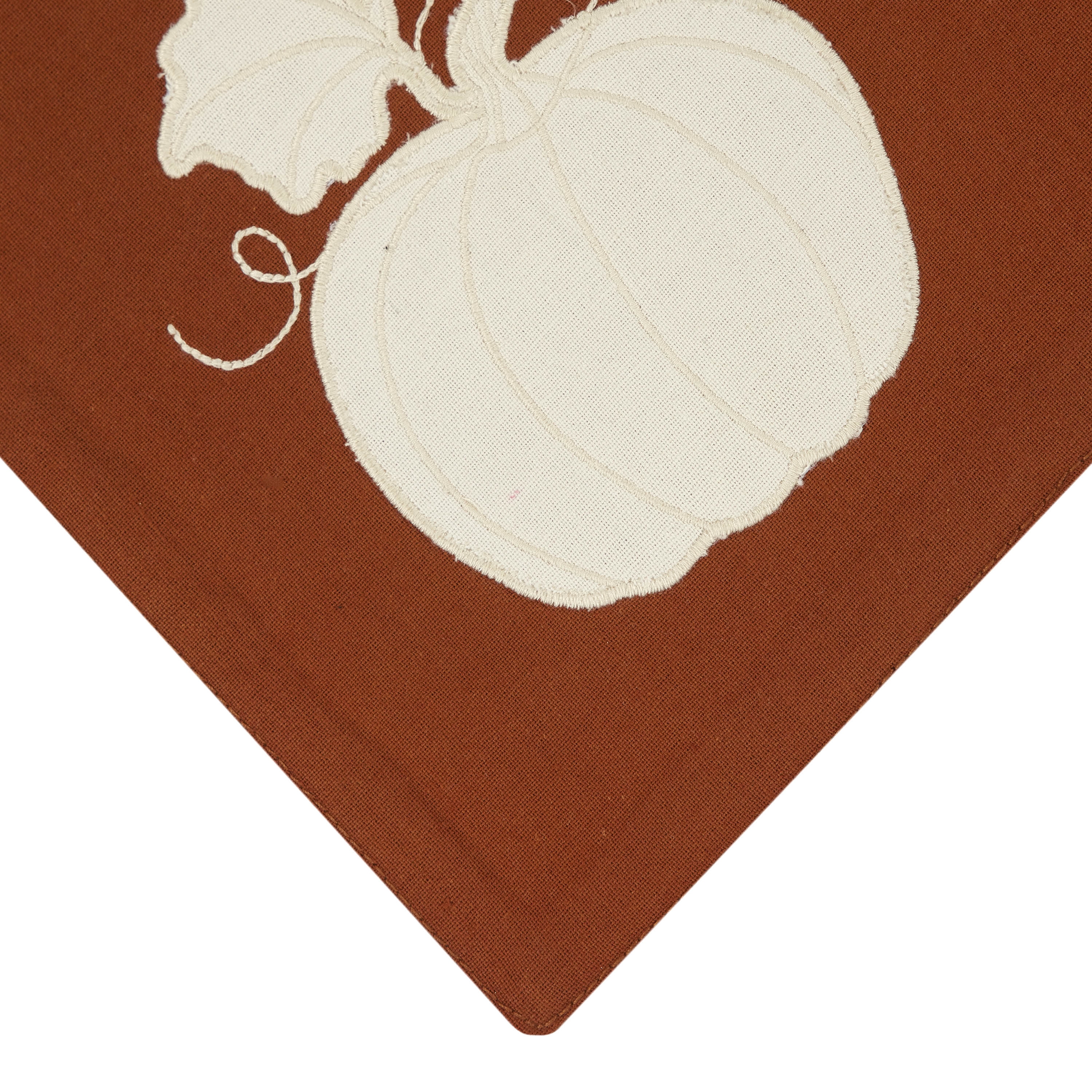 Pumpkin Applique 4 Pack Table Placemat Set - 13" x 19" - 100% Cotton, Orange
