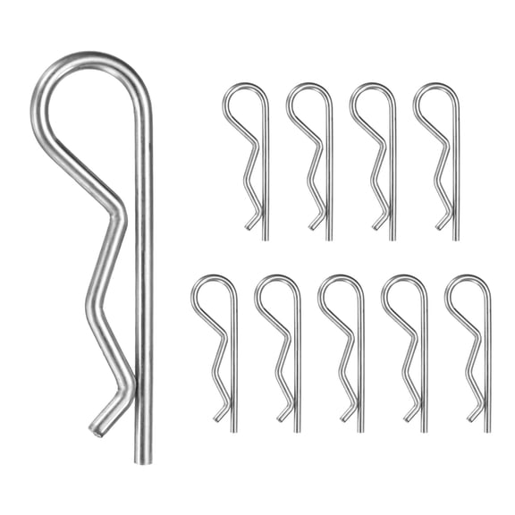 Uxcell 10-Pack R-Shaped Cotter Pin, M3x65mm Stainless Steel Hairpin Hardware Spring R Clips Heavy Retainer Pins