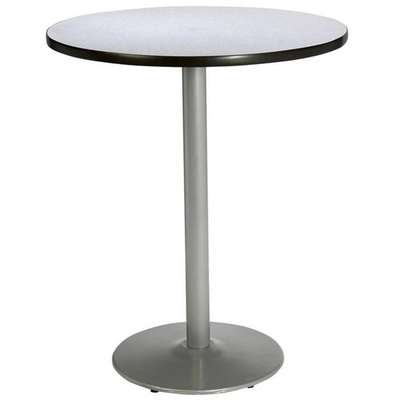 KFI Studios Mode 3.5' Round Bistro Table, Grey Nebula, Silver Base