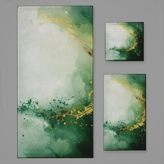 Luxury Sage Green Cream Gold Bath Towel Sets For Bathroom Hand Towels Fingertip Towels 3 Piece Soft Absorbent For Bathroom Kitchen Hotel Beach