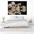 thumbnail image 3 of Mudket White Peony Flowers with Gold Accents Canvas Wall Art, Framed Floral Print, Ready to Hang Wall Decor for Living Room, Luxury Black Background Artwork - 12"L x 8"W, 3 of 10