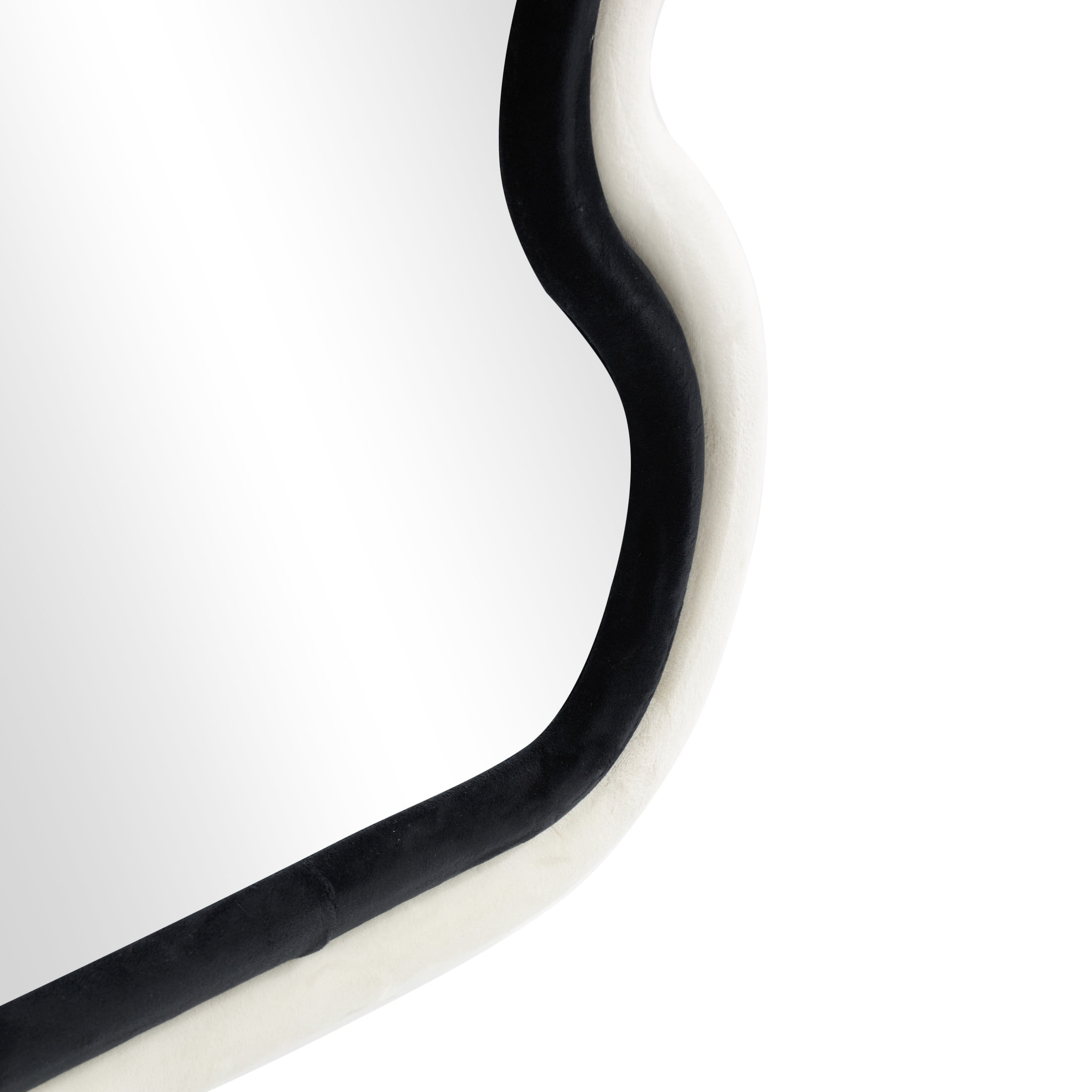 DecMode 24" x 63" Black Abstract Wavy Wall Mirror with Layered Frame