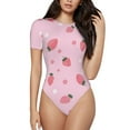 thumbnail image 2 of Picia Floral Strawberr Womens One Piece Swimsuits Modest Tummy Control Bathing Suits Lace Up Slimming Swim Suit-Medium, 2 of 9
