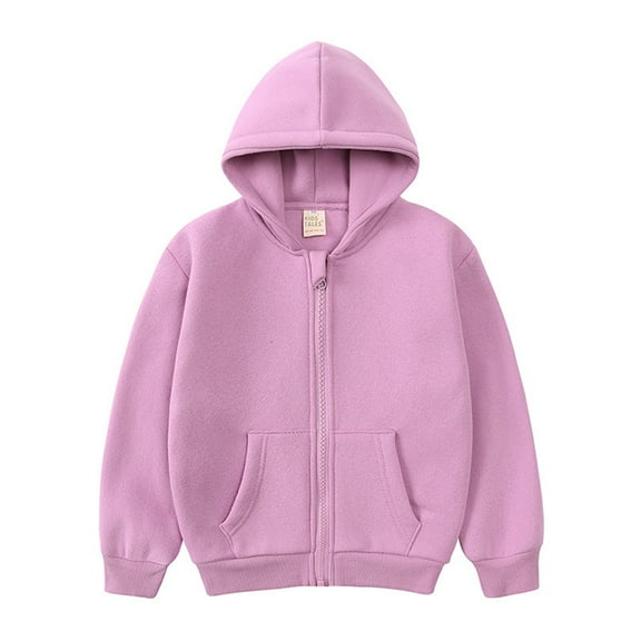 GYRATEDREAM Baby Boys Girls Fall Winter Hooded Jacket Toddler Long Sleeve Zip Up Cotton Thick Hoodie Coat with Pockets Kids Warm Windpoof Outerwear Purple for 12M-10T