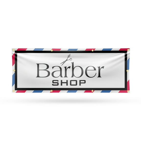Barber Shop Banner Sign 36 Inch x 96 Inch | 13 oz Vinyl with Metal Grommets | Heavy-Duty Single-Sided Outdoor Durable Printed High-Quality Weatherproof | Made in the USA