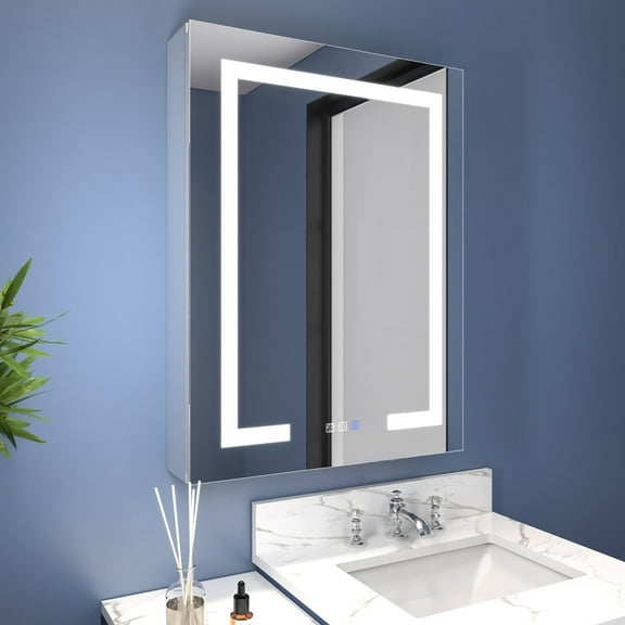 Boost-M1 24" W x 32" H Lighted Medicine Cabinet with Mirror, Right Hinge