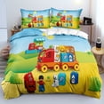 thumbnail image 1 of Small Train Quilt Cover Suit, Three-piece Set, Bedding, Microfiber, Duvet Cover, Suitable For Boys And Girls-SinKeeU, 1 of 3