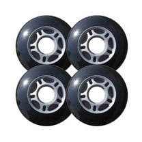 Black / Silver Inline Skate Wheels 76mm 82a 4-Pack